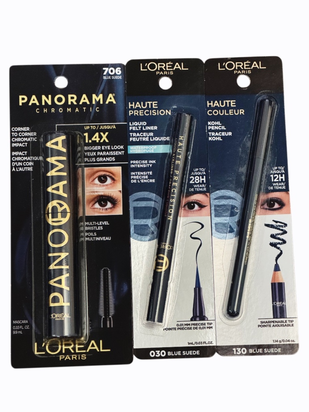L’Oreal Bundle Blue Suede Mascara Liquid Eye Liner and Kohl Pencil
